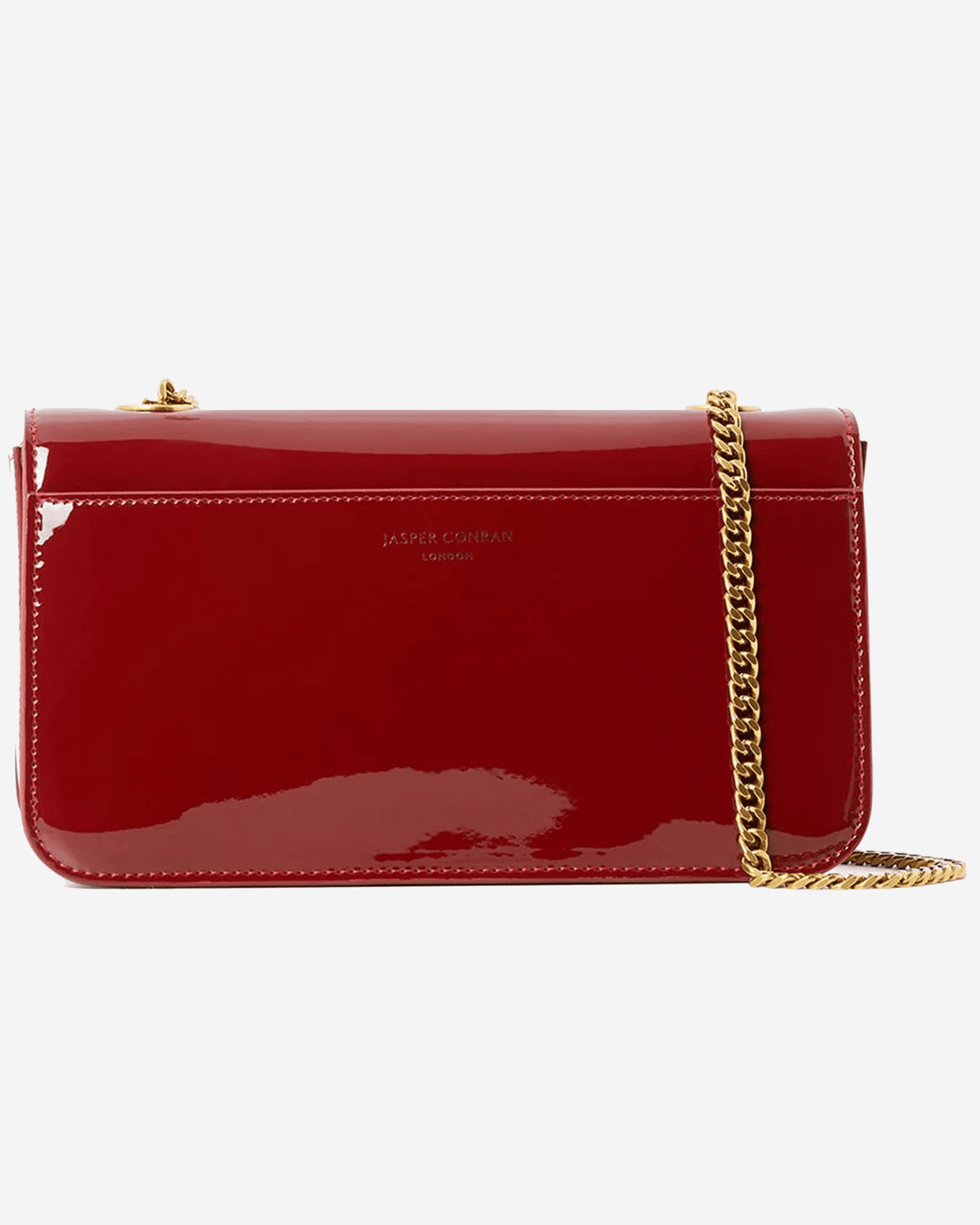 Jasper Conran Celia Patent Chain Strap Evening Bag in Red