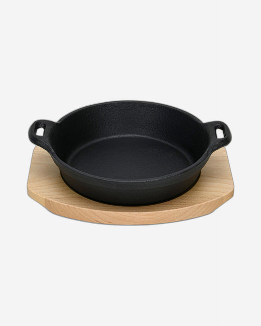 Fissman Cast Iron Pan With Two Side Handles And Wooden Tray
