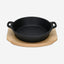 Fissman Cast Iron Pan With Two Side Handles And Wooden Tray