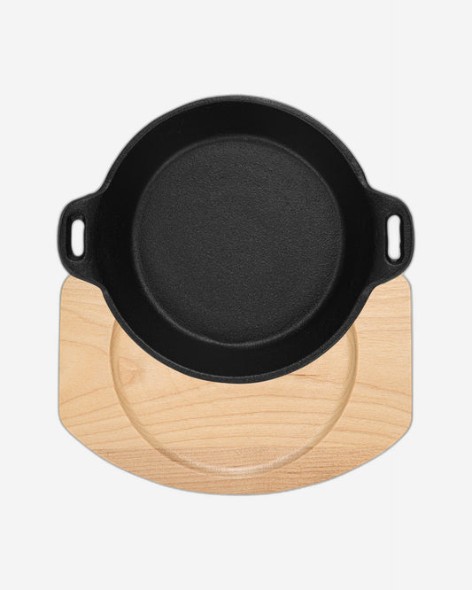 Fissman Cast Iron Pan With Two Side Handles And Wooden Tray