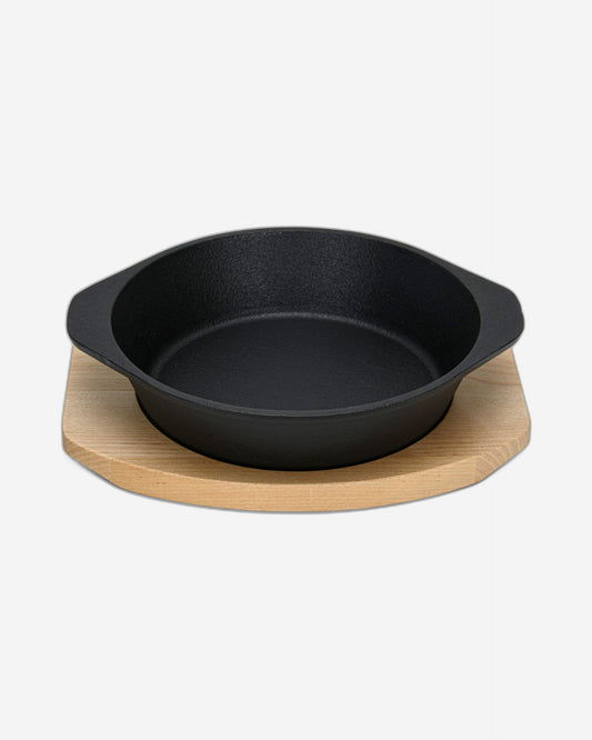 Fissman Cast Iron Pan With Two Side Handles And Wooden Tray