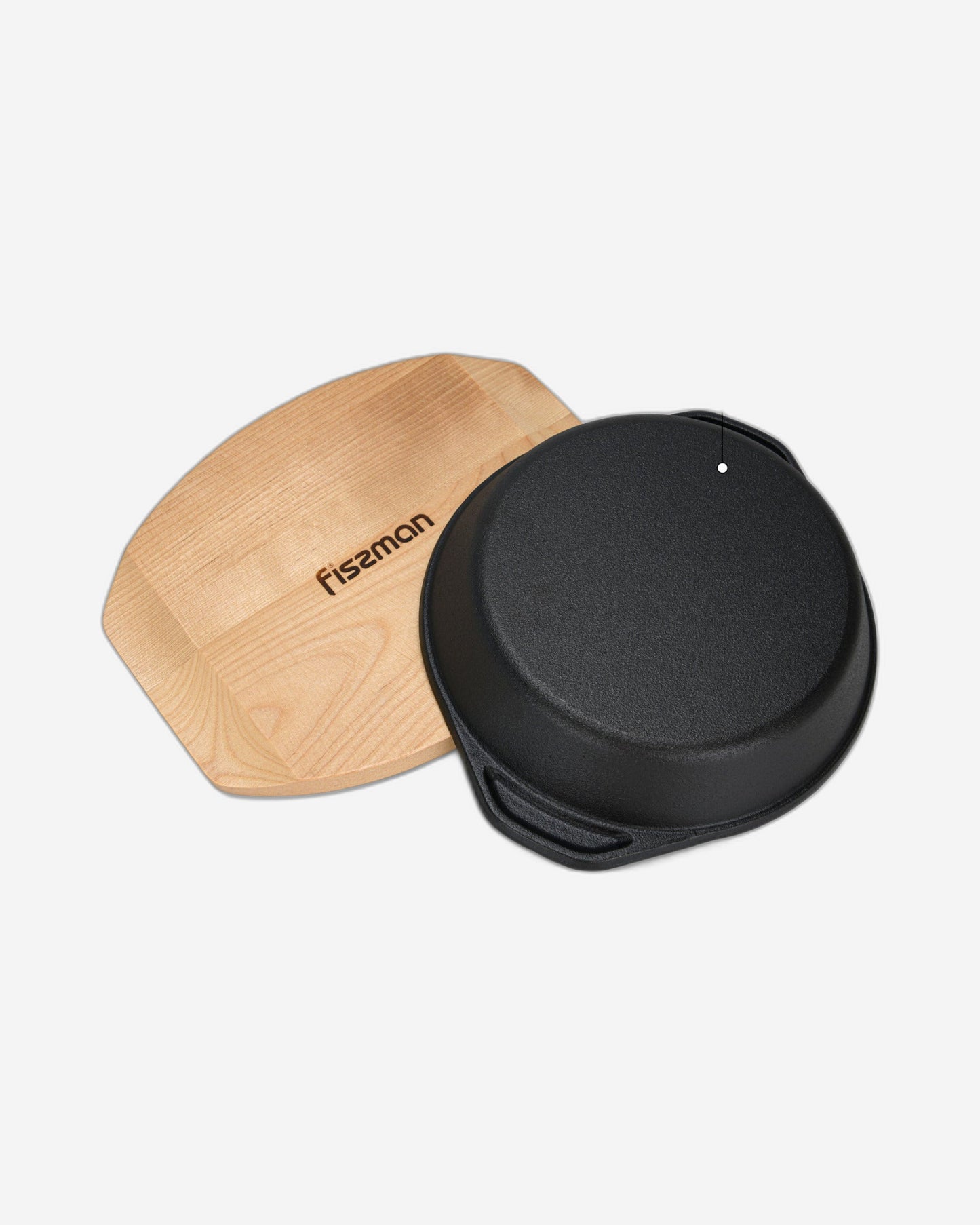 Fissman Cast Iron Pan With Two Side Handles And Wooden Tray