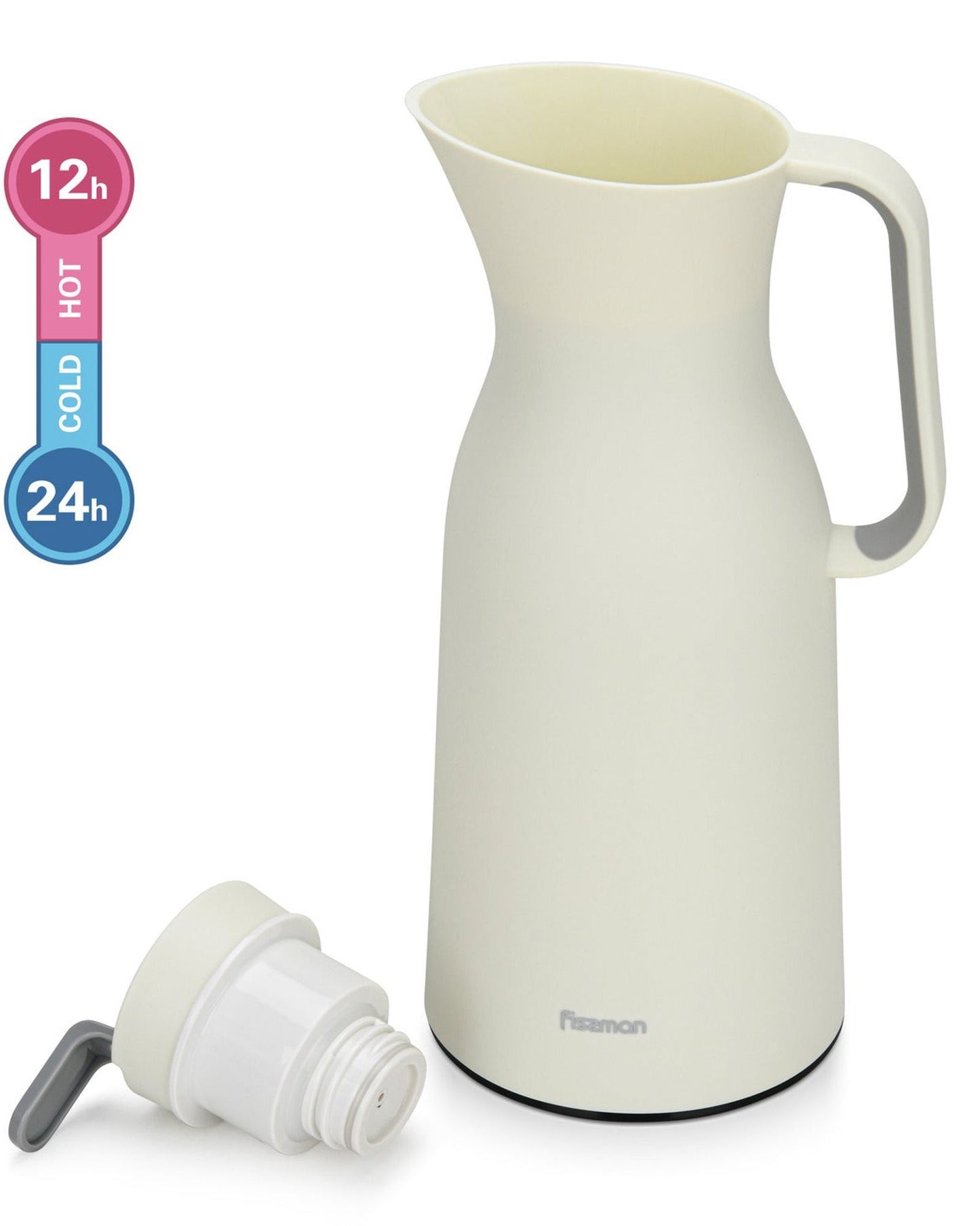 Fissman Vacuum Insulated Flask 1000 Ml White With Pink Glass Liner