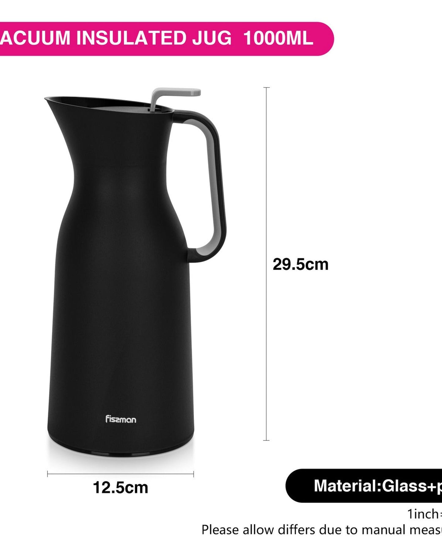 Fissman Vacuum Flask Black 1000ml