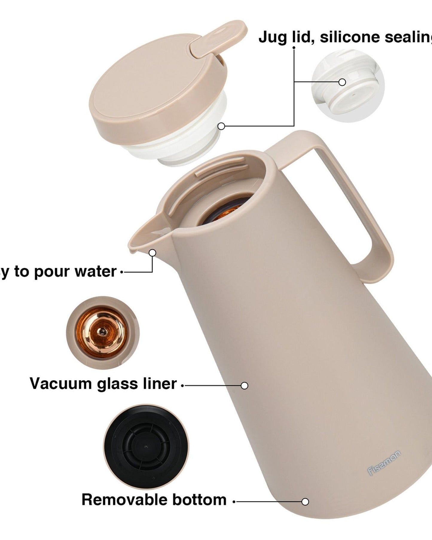 Fissman Vacuum Flask Mocha Cream Pink
