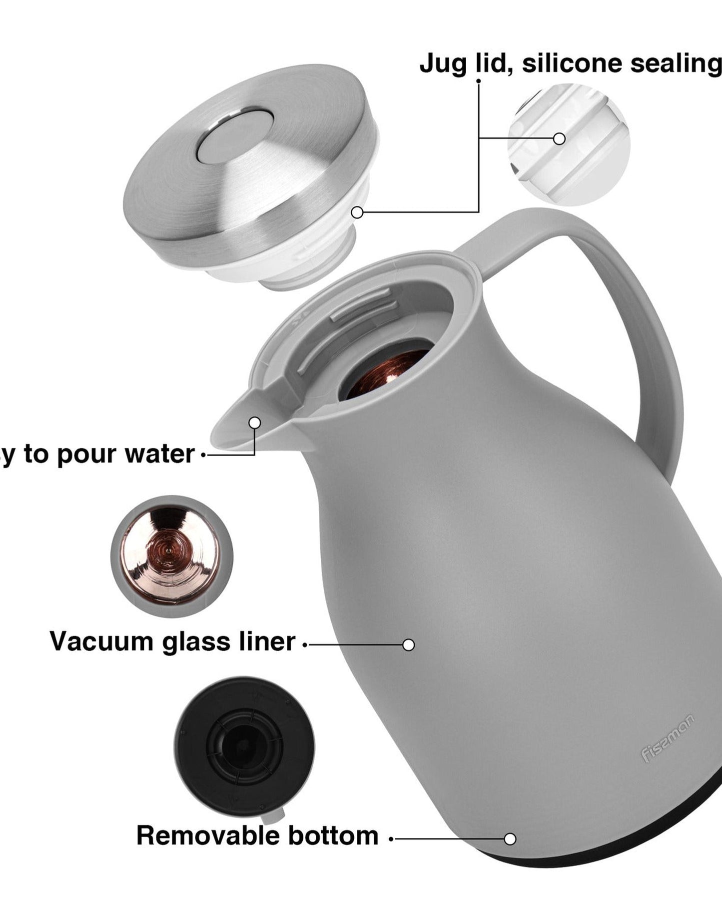 Fissman Vacuum Flask Grey 1000ml