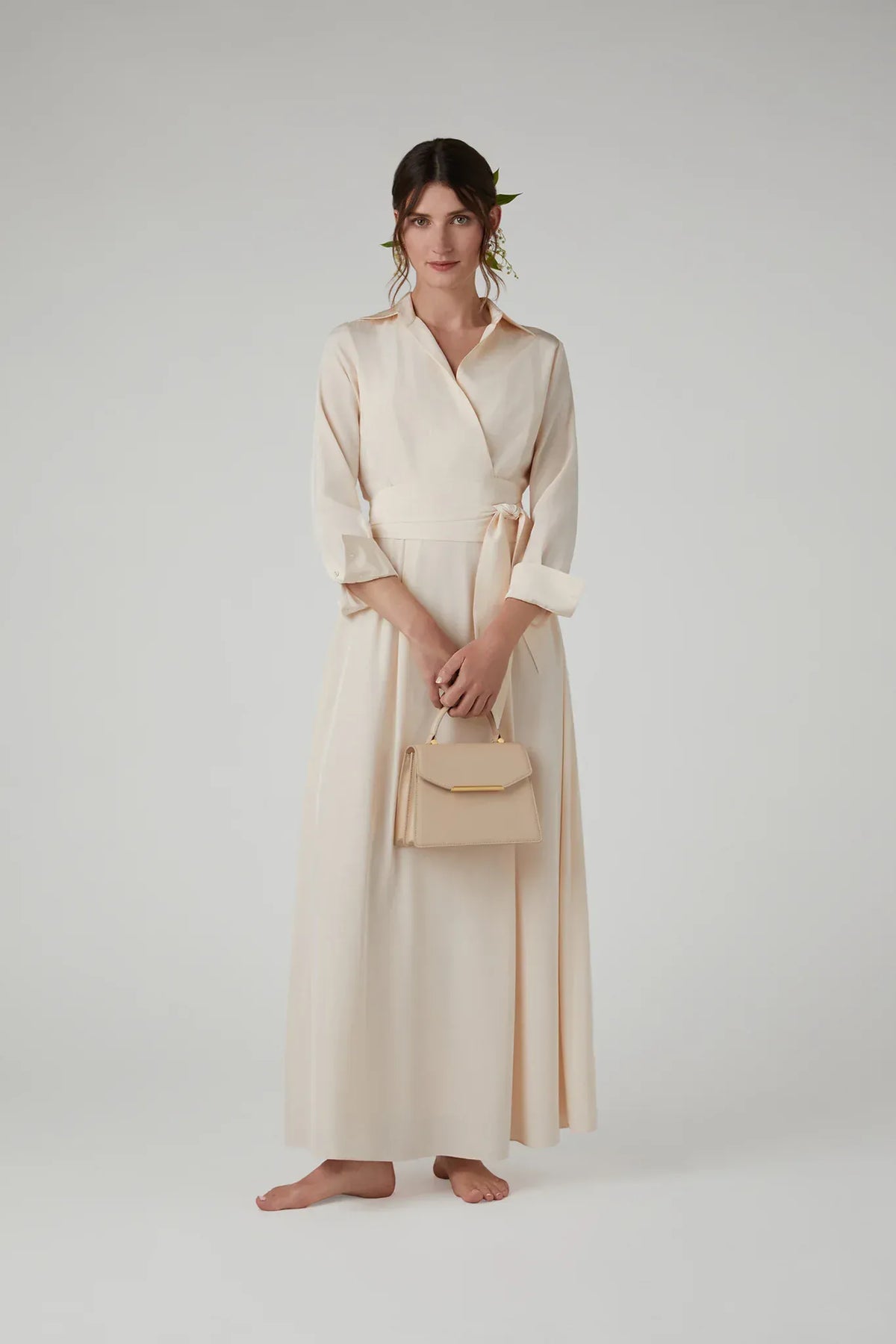 Hortensia Silk Wrap Dress with Slip in Blush