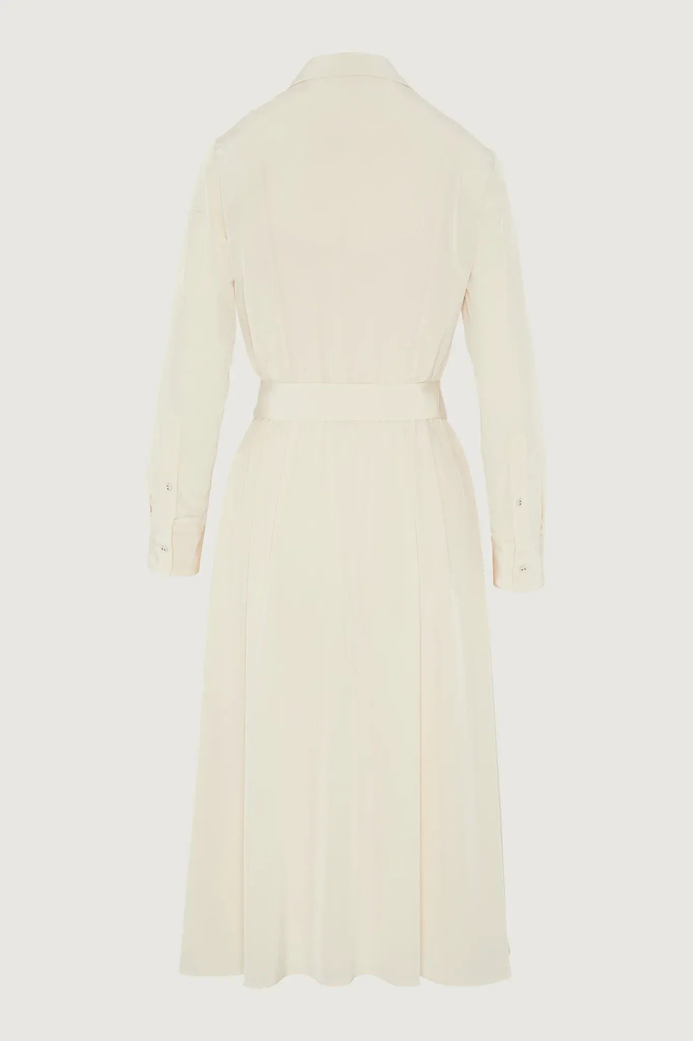 Filomena Silk Full Skirt Shirt Dress in Cream