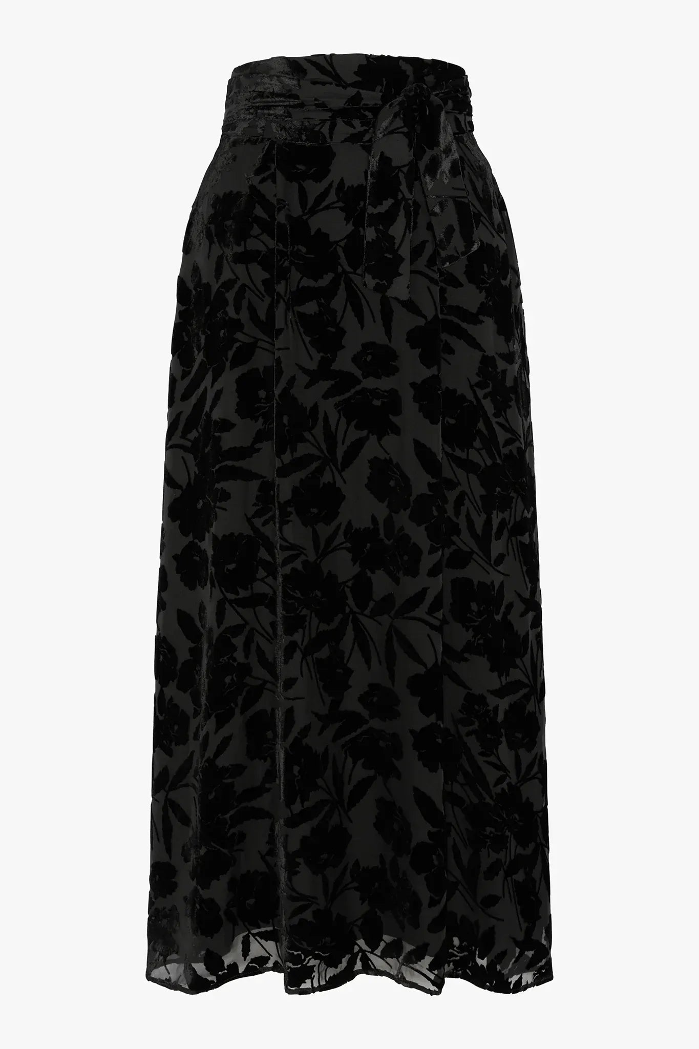 Idalia Velvet Burn Out Skirt in Black Floral