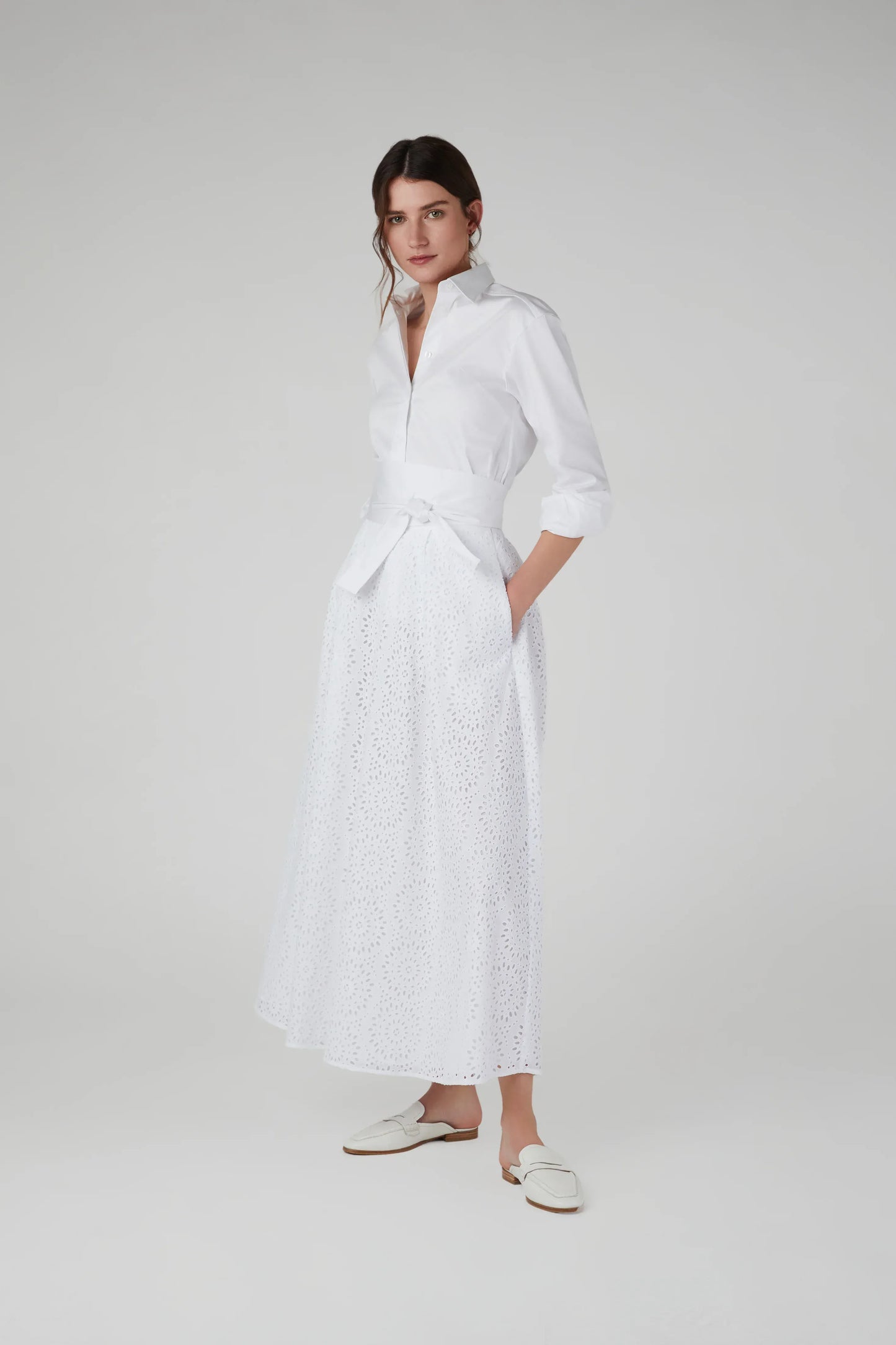 Felicia Broderie Maxi Skirt in White