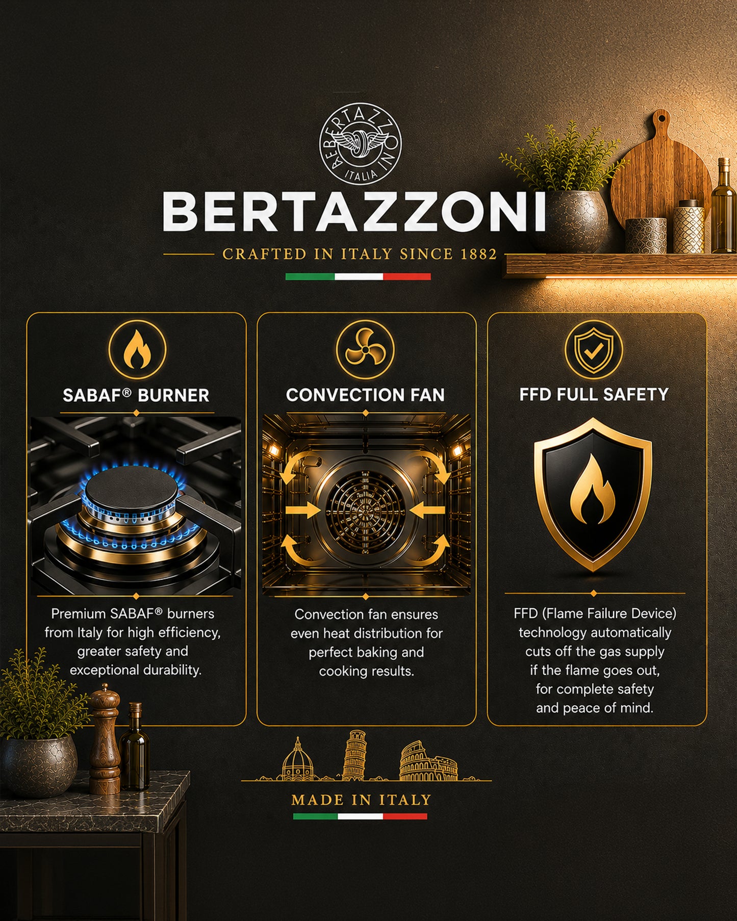Bertazzoni Full Gas Range Cooker 90x60, Stainless Steel