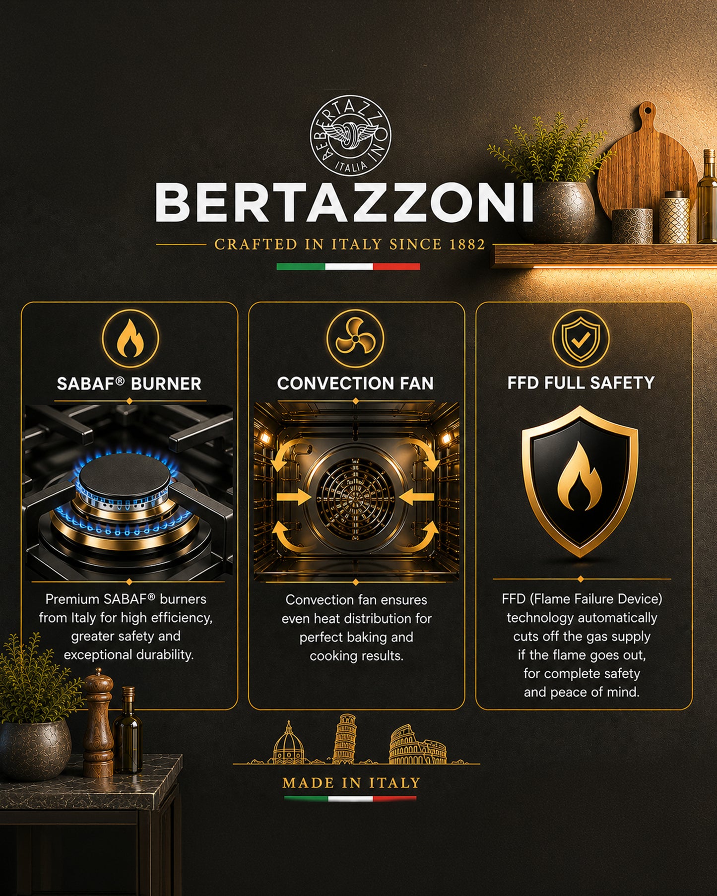 Bertazzoni Gas Range Cooker with Electric Oven & Dual Fan 90x60, Stainless Steel