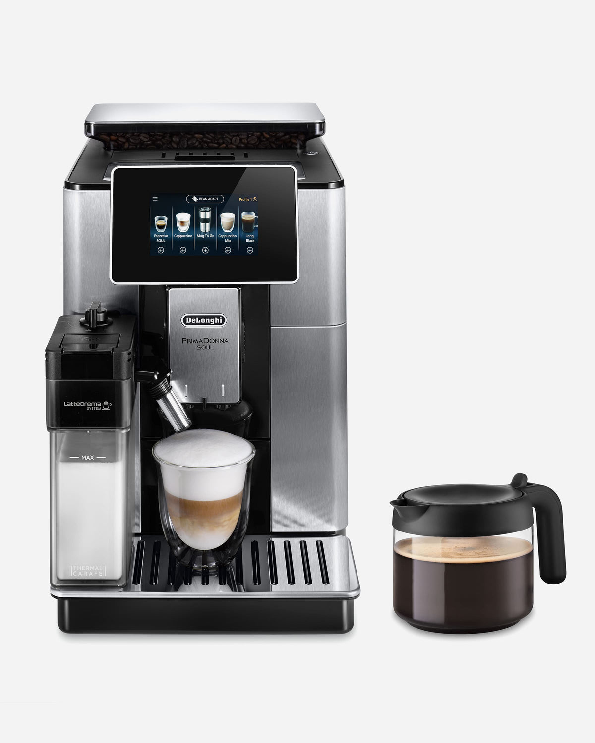 De'Longhi PrimaDonna Soul Bean-to-Cup Coffee Machine, 20+ Coffee Recipes – ECAM610.75.MB (ESMA Certified)