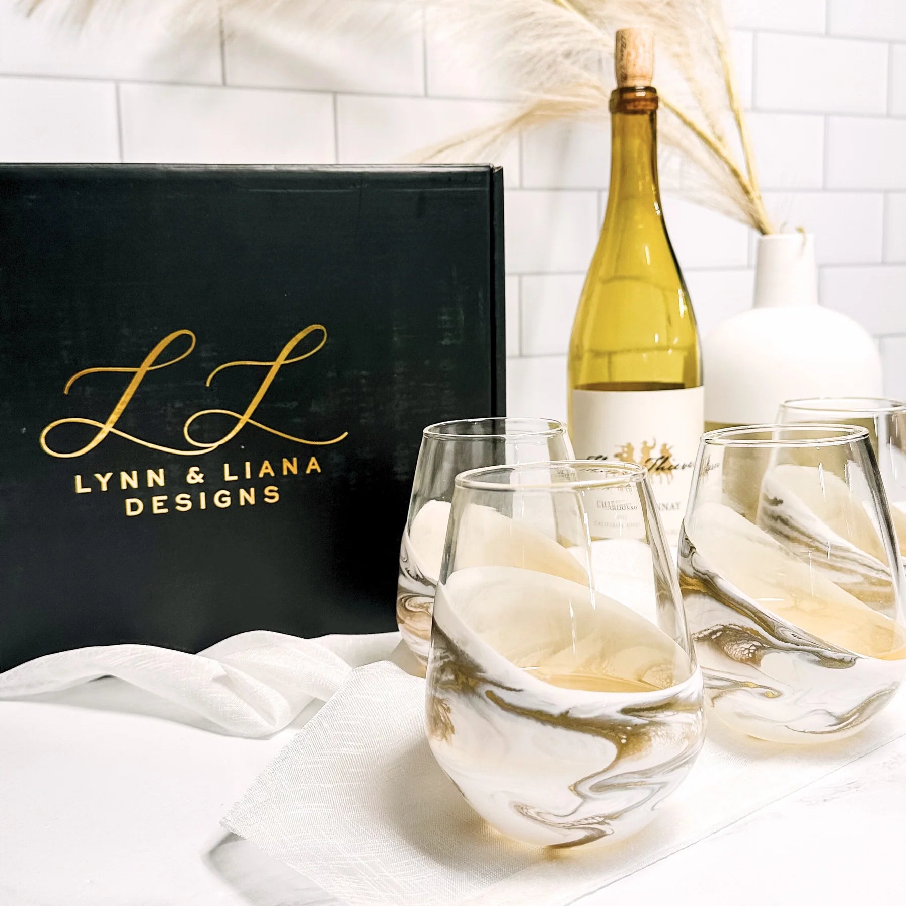 Lynn & Liana Resin Accented Entertaining Glasses Gold - Set Of 4