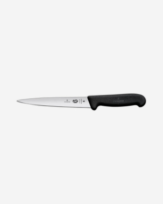 Victorinox Fibrox Filleting Knife 18Cm Straight Flexible Pointed Tip Black - 5.3703.18