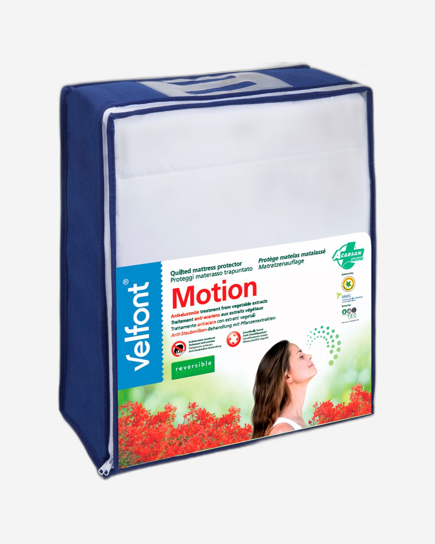 Velfont "Motion Reversible" Quilted Mattress Protector in White