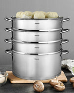 Fissman Stainless Steamer Stock Pot with 3 Steamer Insert 32x15cm/12LTR – BARAKAT Multicooker, Great Accessory for Steaming Vegetables Fruits Eggs