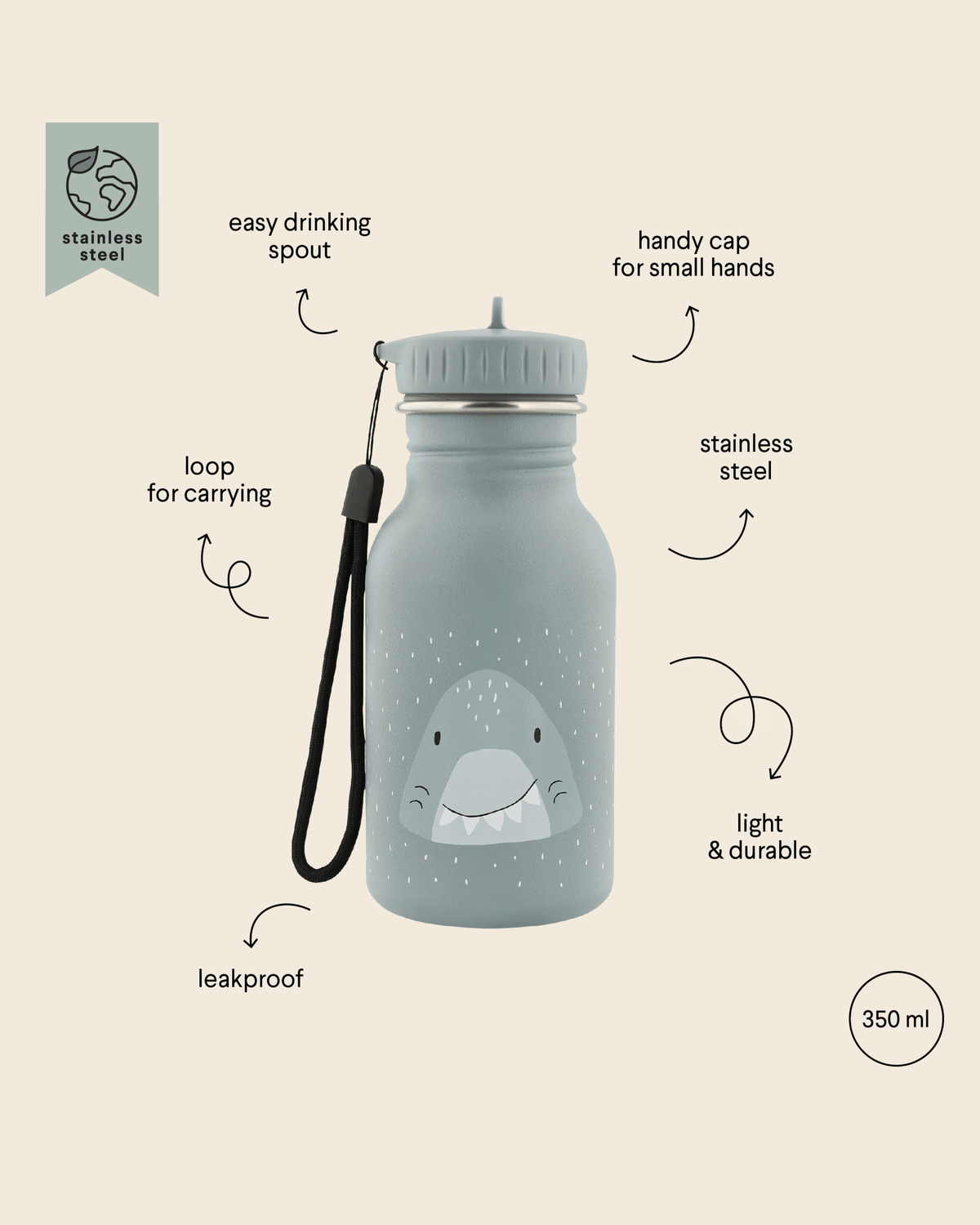 Trixie Stainless Steel Water Bottle - 350ml - Mr. Lion