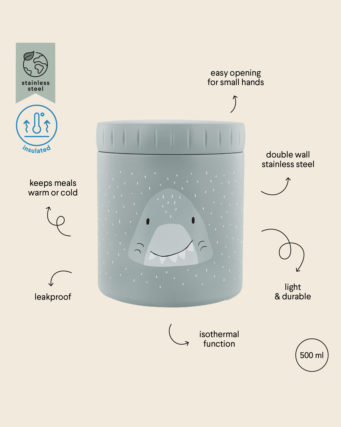 Trixie Double Wall Insulated Food Jar - 500ml - Mr. Shark