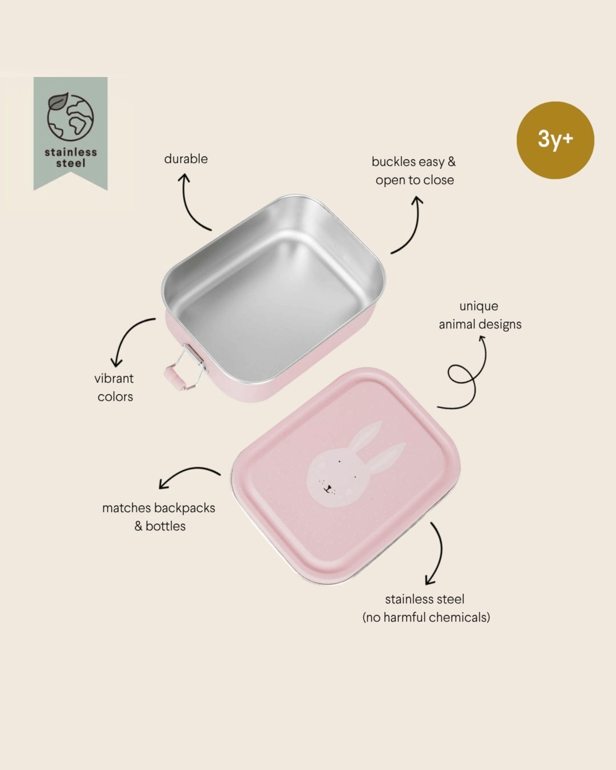 Trixie Stainless Steel Lunch Box Small - Mrs. Rabbit