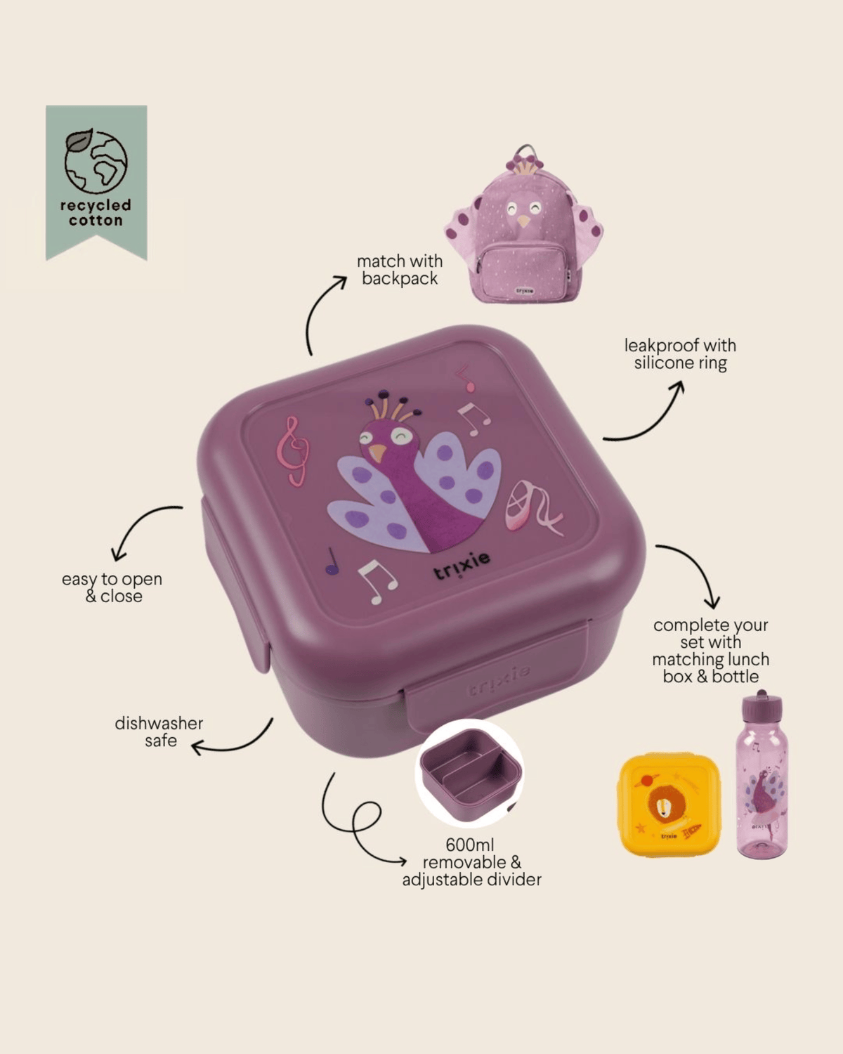 Trixie Snack Box With Clips -  Ballerina Mrs. Peacock