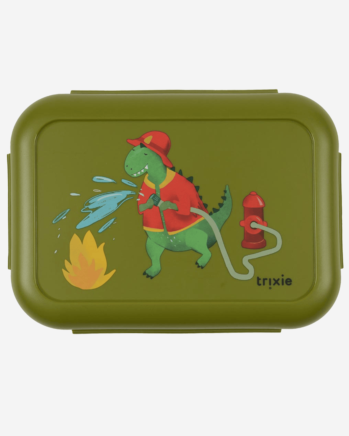 Trixie Lunch Box With Clips - Fireman Mr. Dino