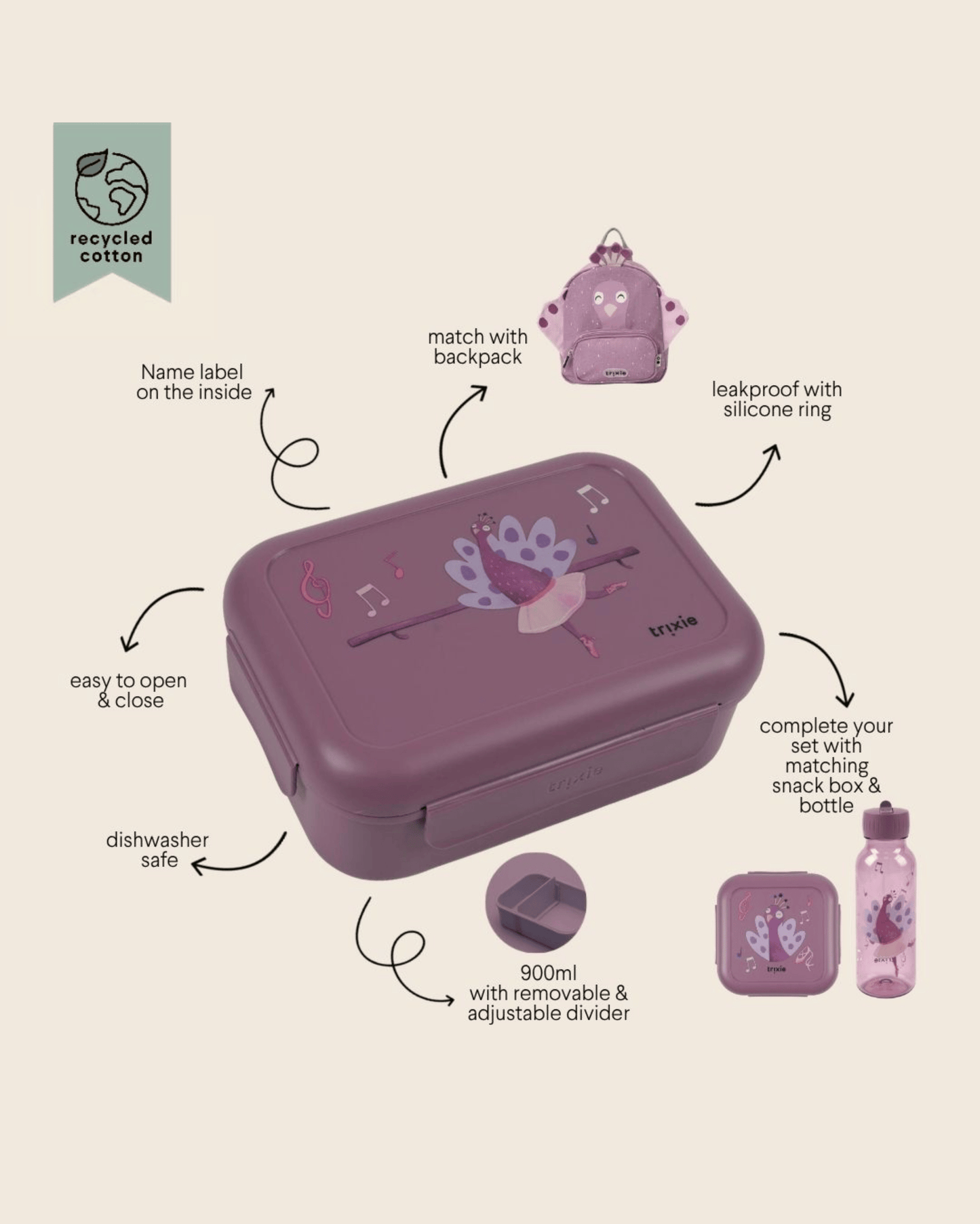 Trixie Lunch Box With Clips - Ballerina Mrs. Peacock