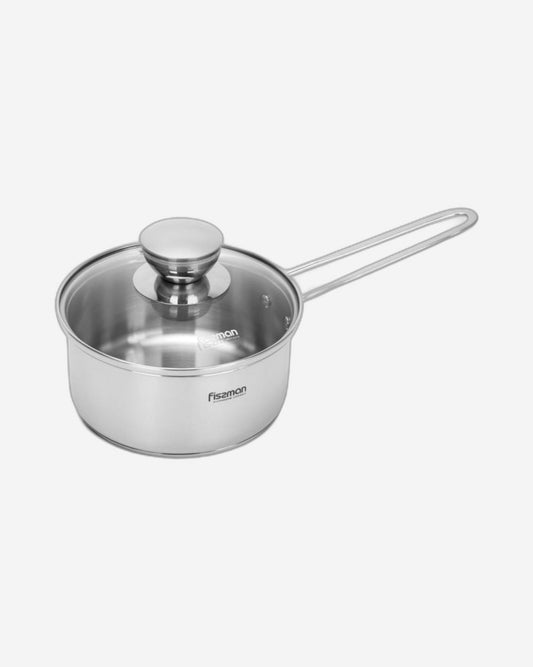 Fissman Saucepan with Glass Lid 14x6.5 cm / 0.9 LTR Stainless Steel