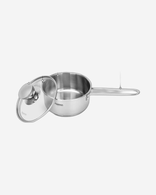 Fissman Saucepan with Glass Lid 14x6.5 cm / 0.9 LTR Stainless Steel