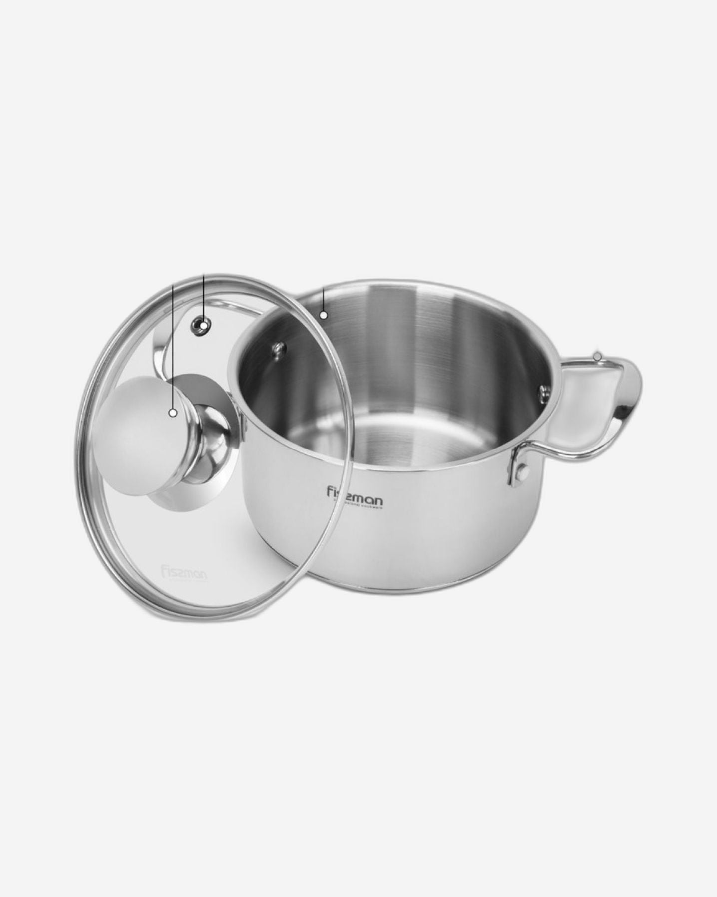 Fissman Cooking Pot 12cm/0.8 LTR with Glass Lid Stainless Steel