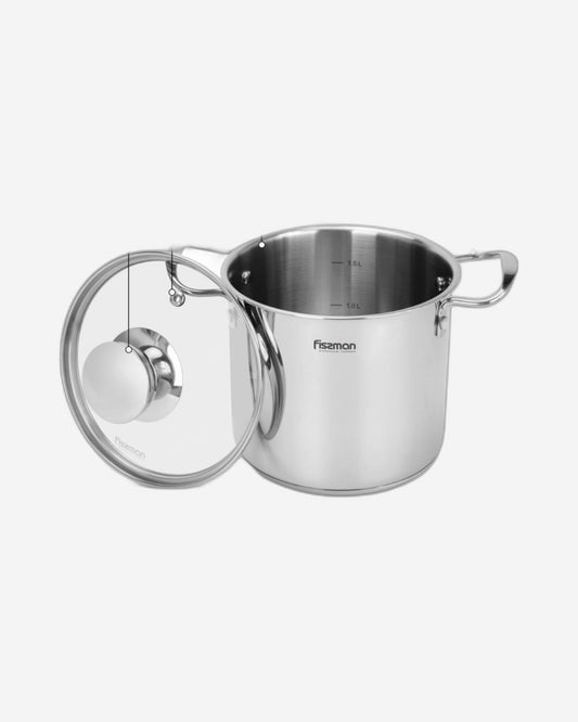 Fissman Cooking Pot 14cm/1.9 LTR with Glass Lid Stainless Steel