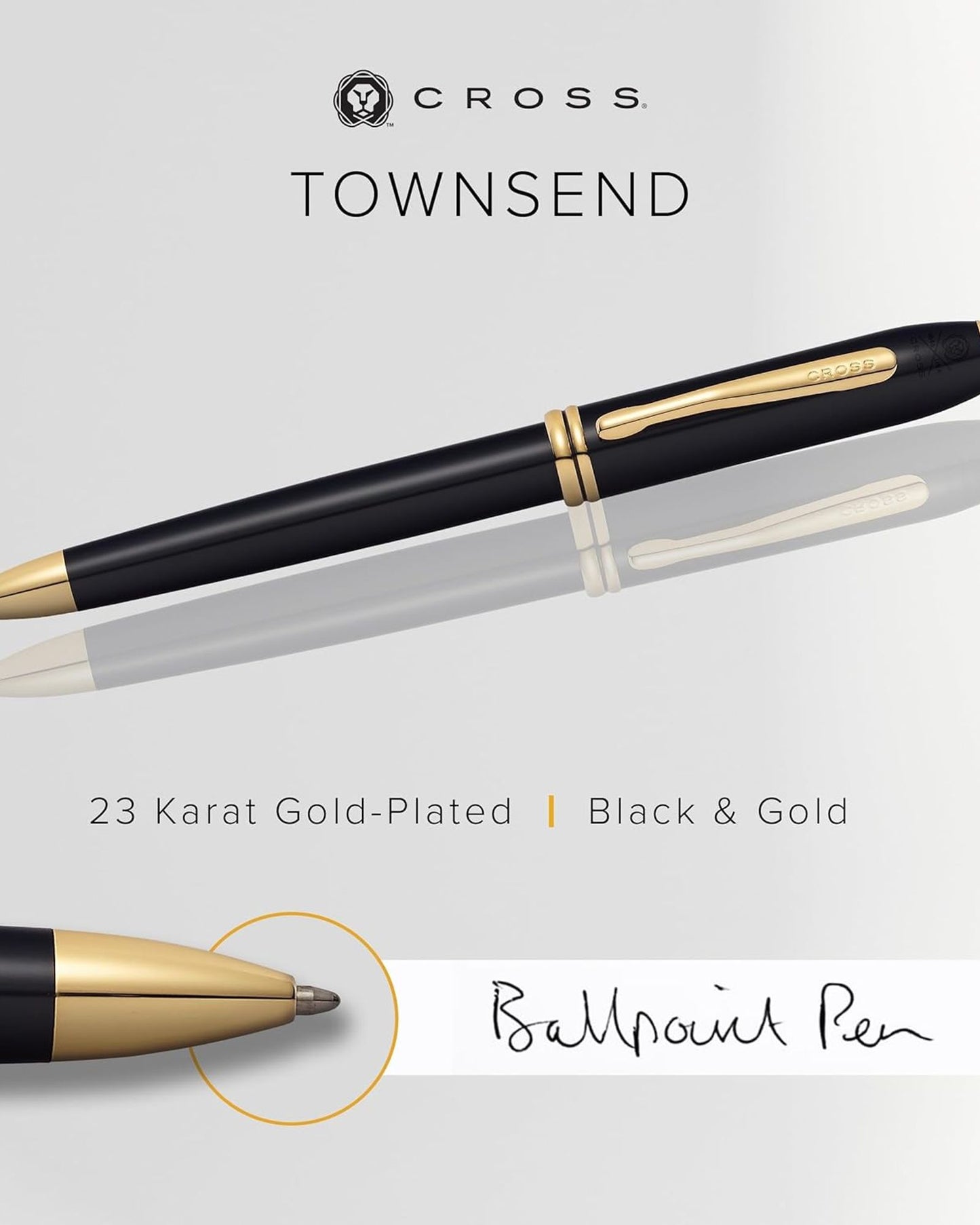 Cross Townsend® Classic Black Lacquer with 23KT Gold-plated appointments Ballpoint Pen - 572TW
