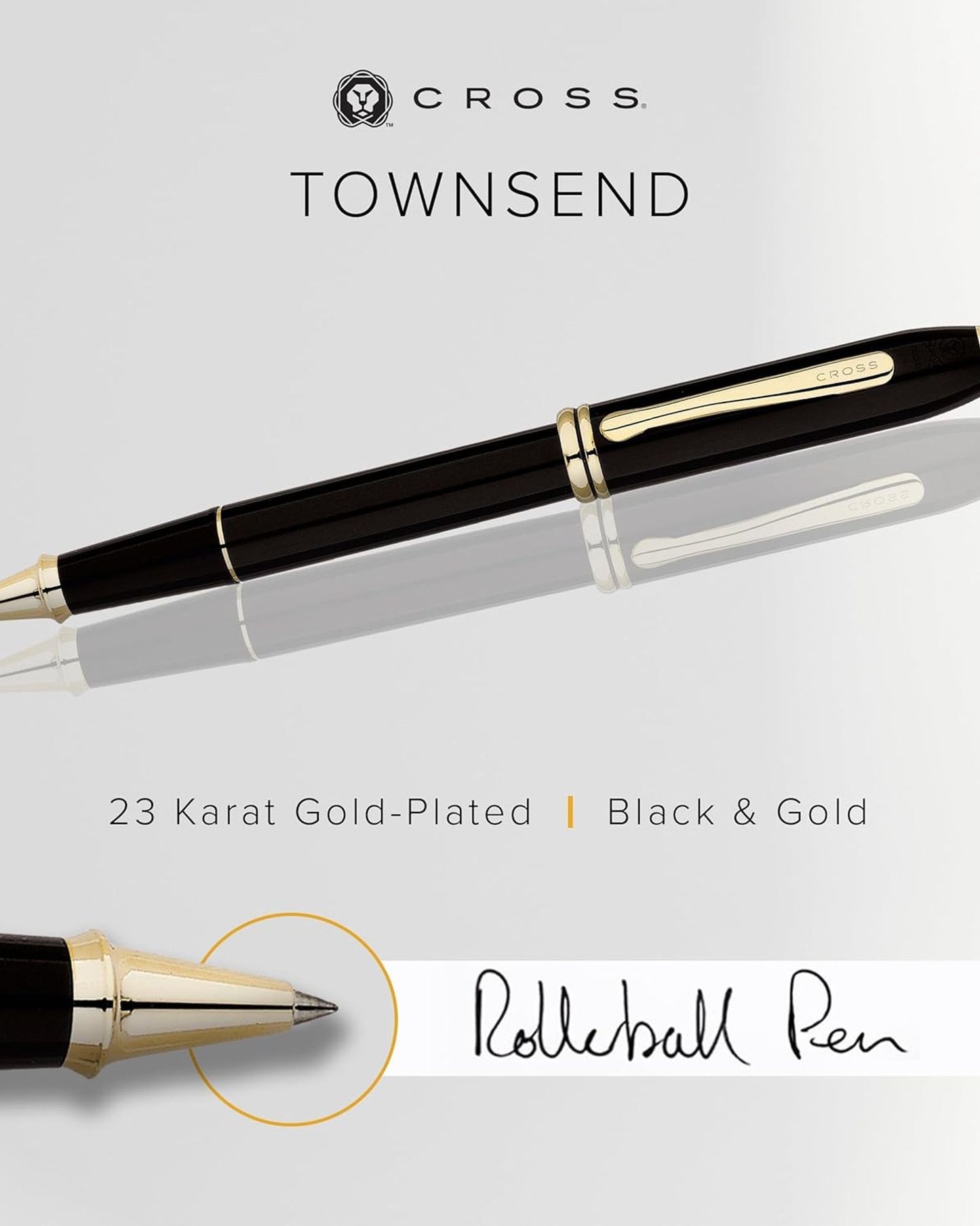 Cross Townsend® Classic Black Lacquer Rollerball Pen with 23KT Gold-plated appointments selectip Rollerball pen - 575