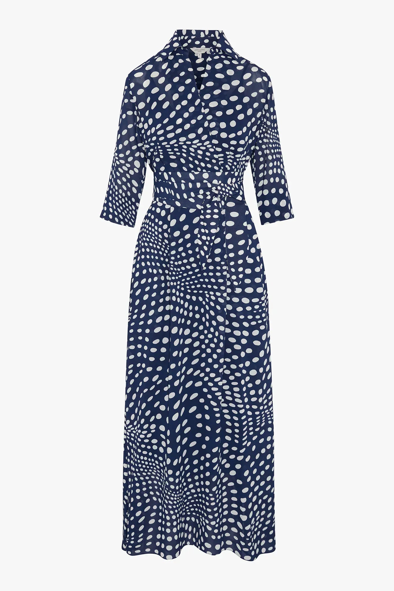 Hazel Printed Georgette Maxi Wrap Dress in Navy