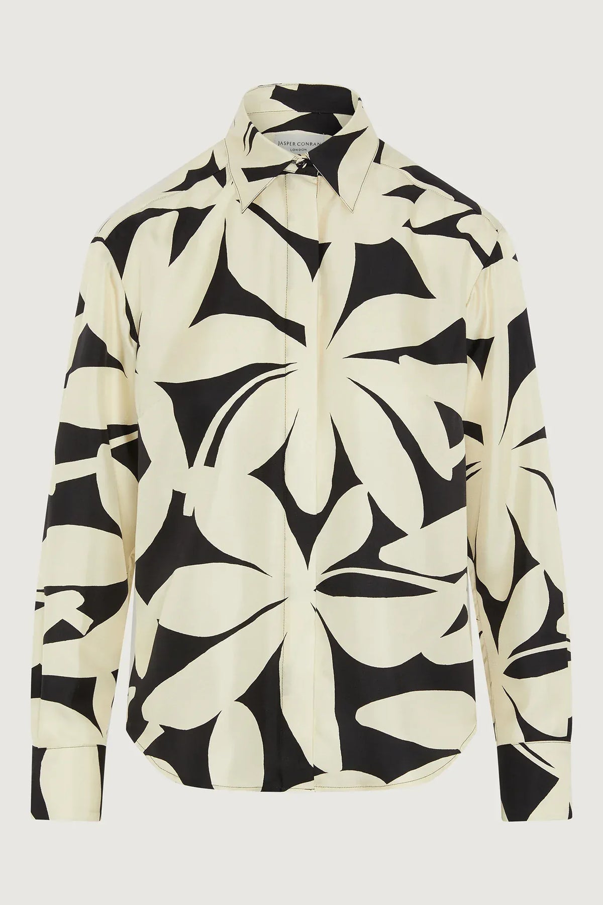 Gail Silk Twill Printed Shirt in Black