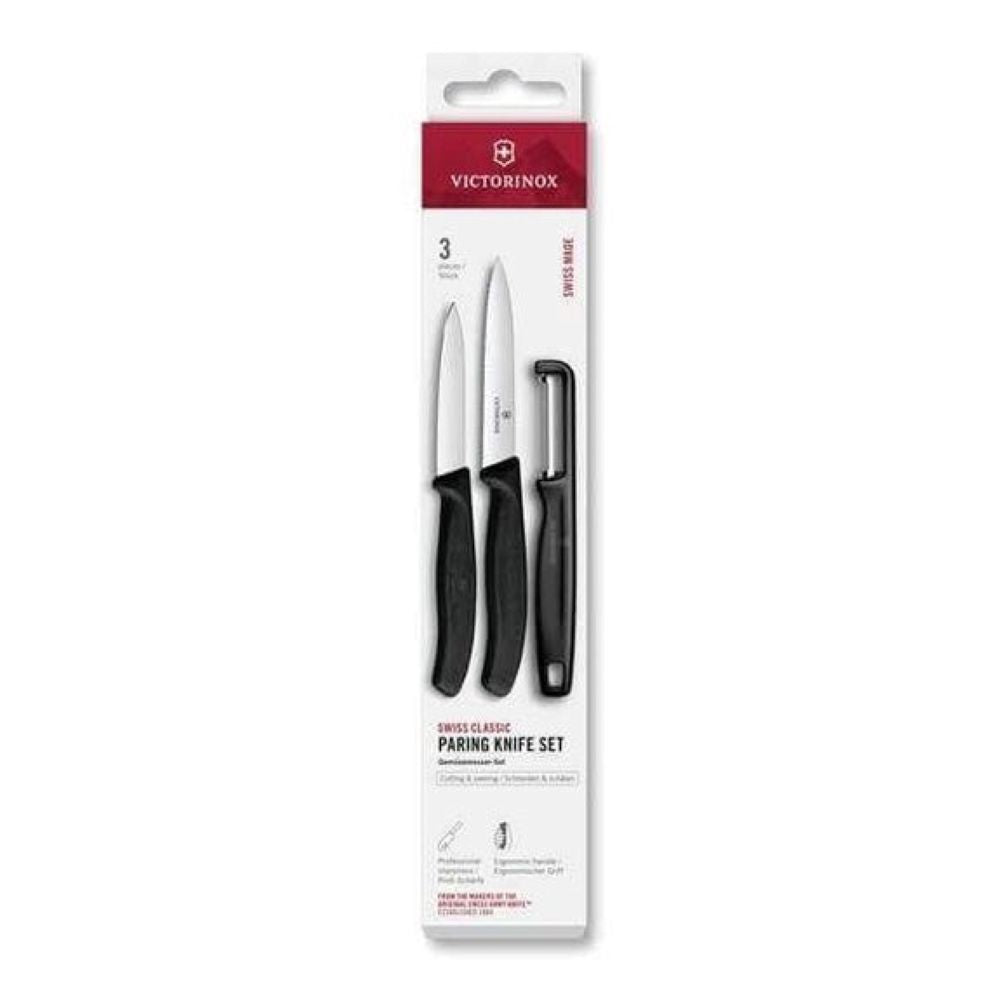 Victorinox Swiss Classic  Paring Knives W/ I-Peeler  3Pcs  Black  Box 6.7113.33