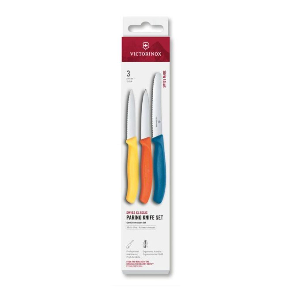Victorinox Swiss Classic  Paring Set  3Pcs Straight Wavy Yellow Orange Blue 6.7116.32C1