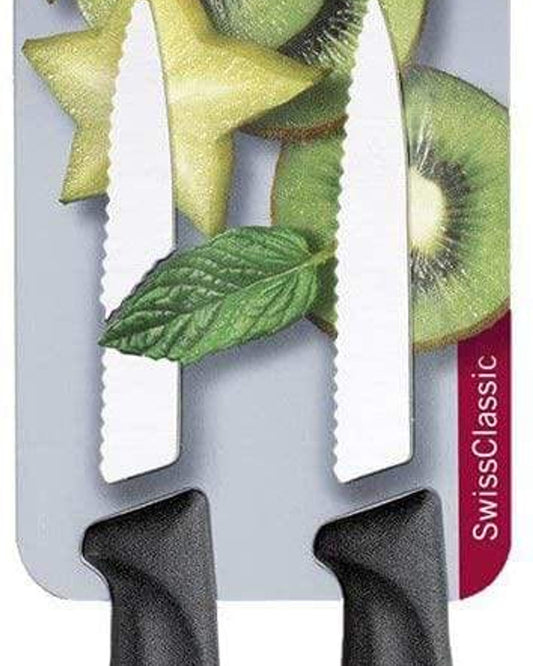 Victorinox Paring Knife Wavy Edge Black 8cm Set Of 2 - 6.7633.B