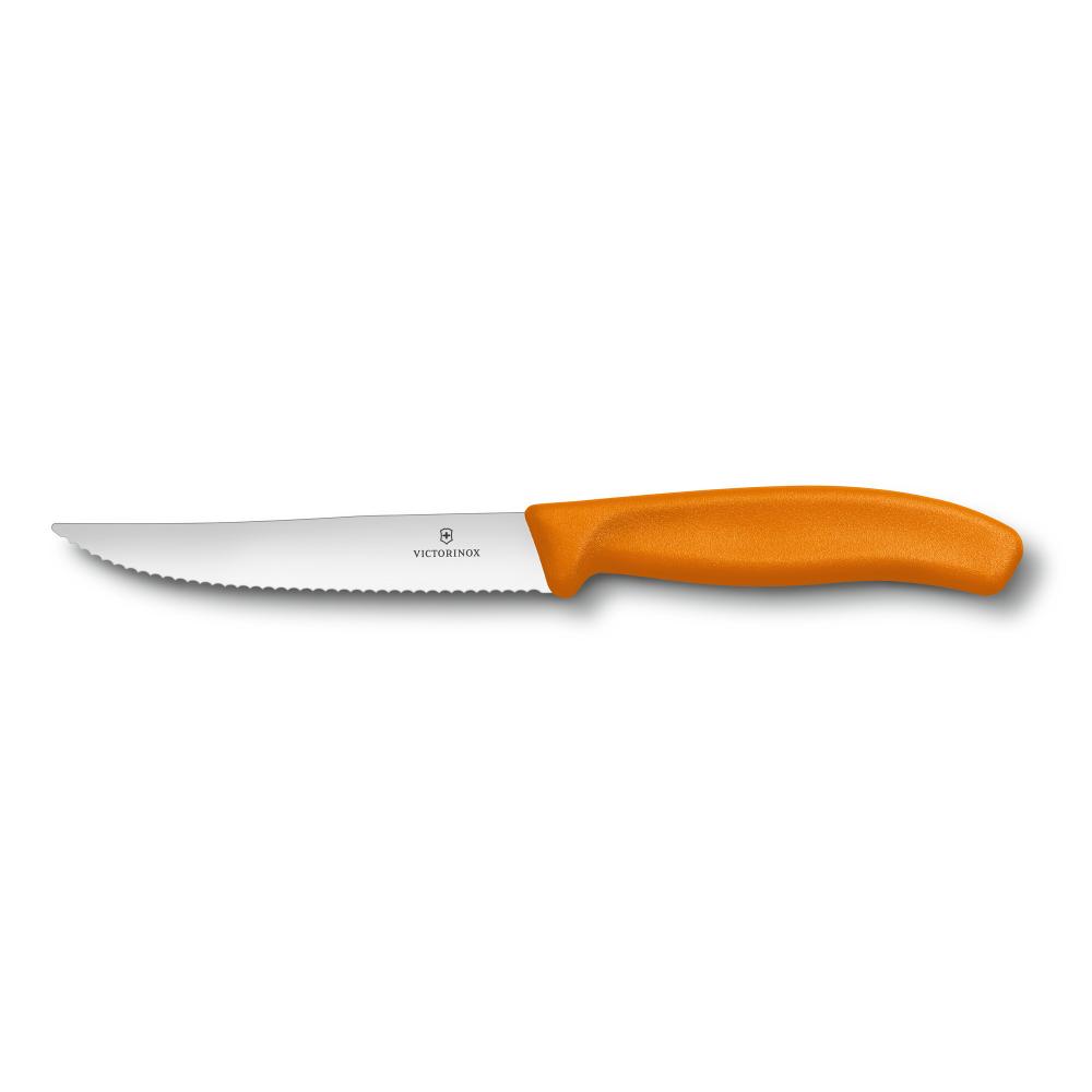 Swiss Classic Gourmet Steak & Pizza Knife 2piece SET 12cm Wavy Blade Orange Blister - 6.7936.12L9