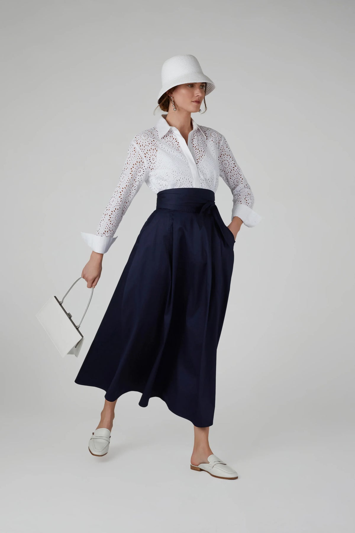 Felicia Broderie Shirt in White