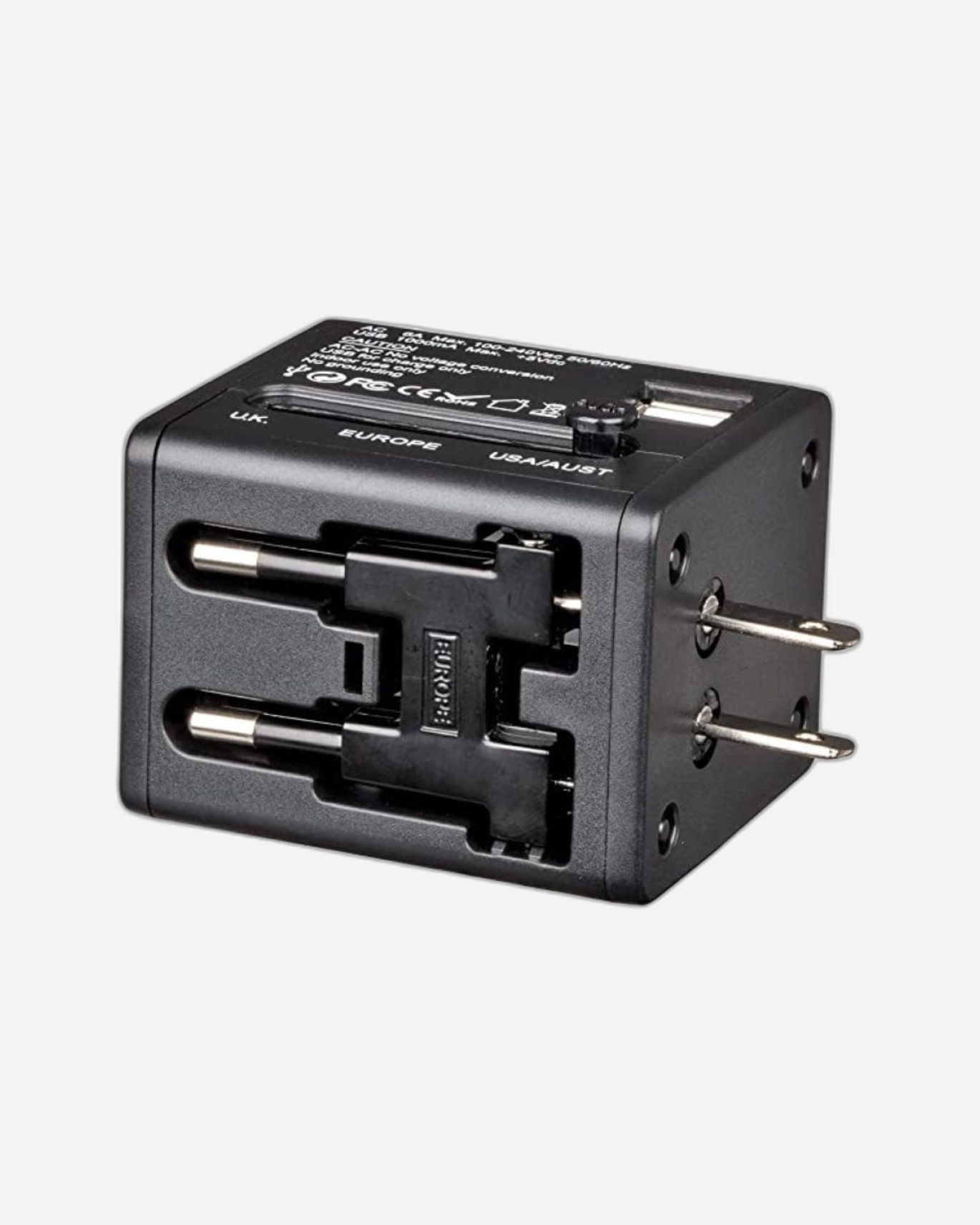 Wenger Travel Adapter With 2 USB Charger Black - 604559