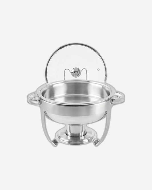 Tramontina Round Stainless Steel Chafing Dish With Lid Holder and Burner, 4.3 L