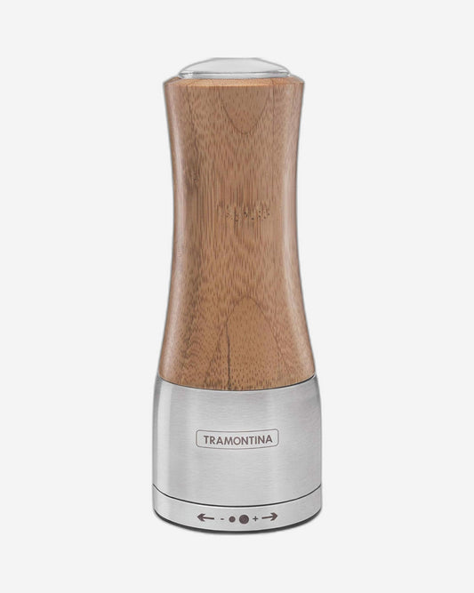 Tramontina Brazil  Realce Stainless Steel and Bamboo Salt and Pepper Mill with Ceramic Grinder