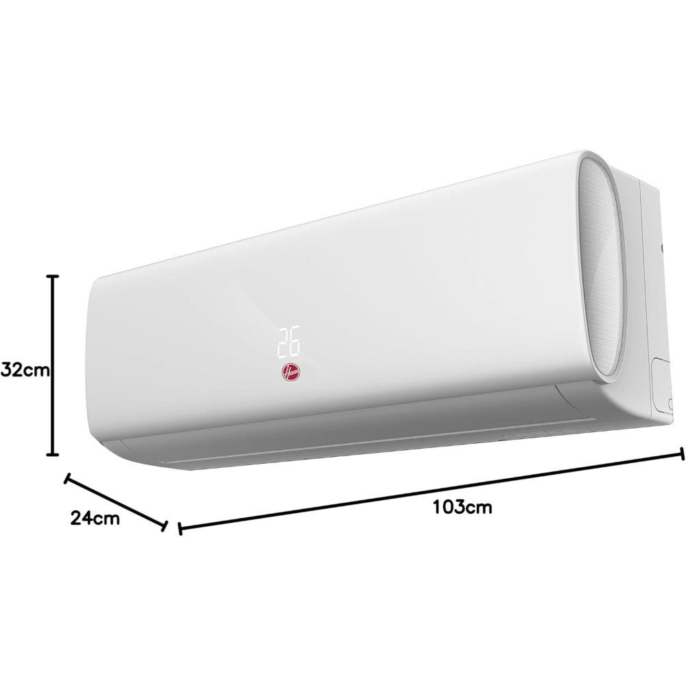 Hoover 2.5 Ton Split Air Conditioner, T3 Rotary Compressor, Auto Restart, 4 Way Air Flow,High Performance Silent Compressor, Gold Fins, R410a Refrigerant, 1 Year Warranty, White - HAS-SC30K