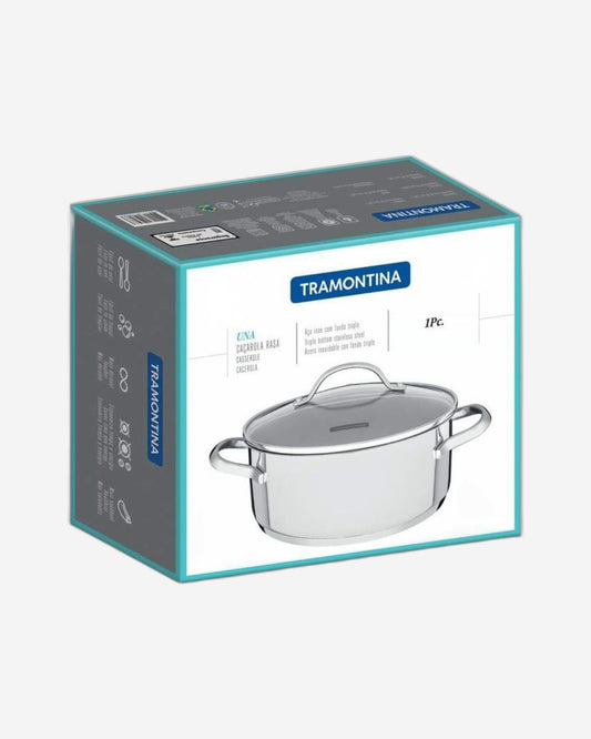 Tramontina Brazil  Una 16cm 1.4L Stainless Steel Shallow Casserole with Tri-ply Bottom
