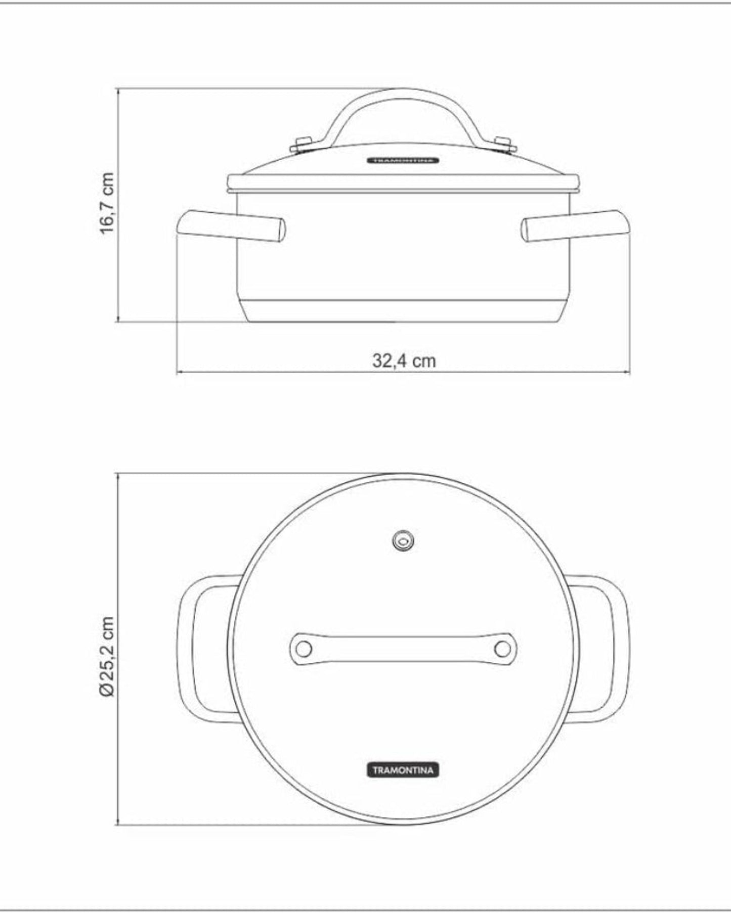ترامونتينا برازيل أونا 24 سم 4.8 لتر طاجن ضحل من الفولاذ المقاوم للصدأ مع قاع ثلاثي الطبقات