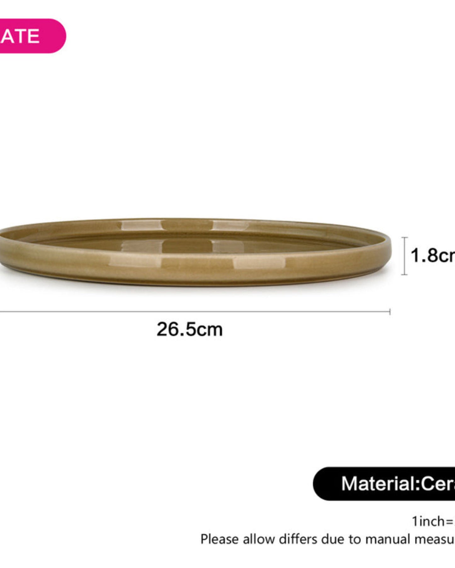 Fissman Plate Ceramic Brown 26.5cm