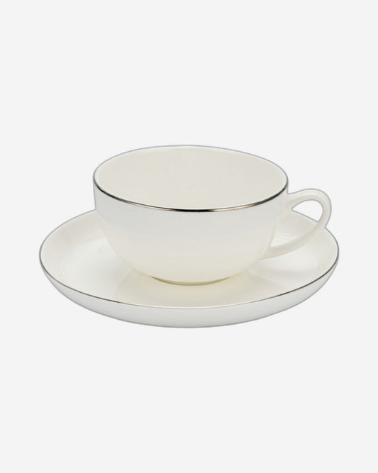 Fissman 2-Piece Cup And Saucer Set White/Black 200ml