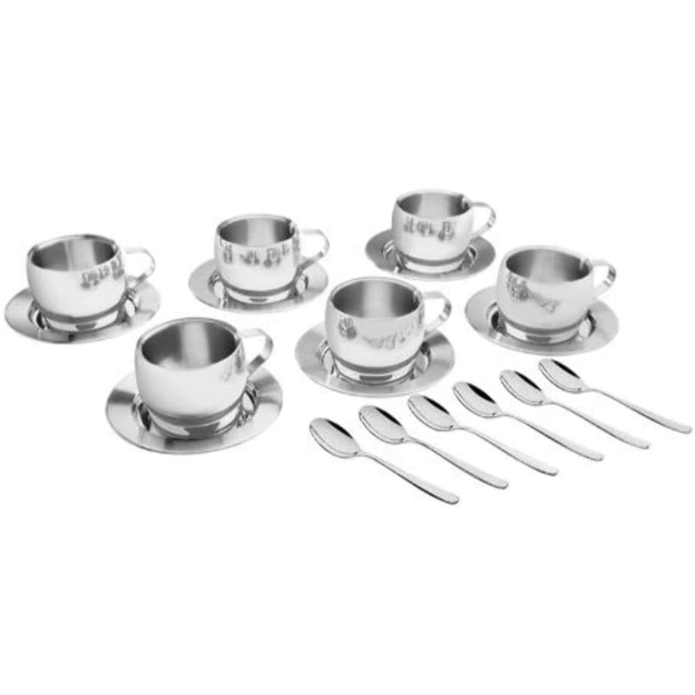 Tramontina Brazil  18-Pieces Glossy Stainless Steel Tea and Cappuccino Set