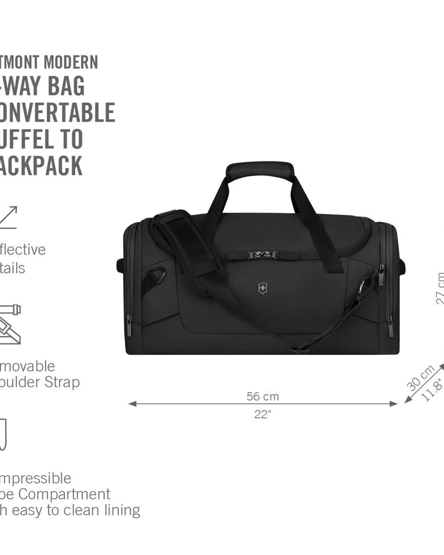 Victorinox Altmont Modern  2-Way Duffle/Backpack Bag  Black